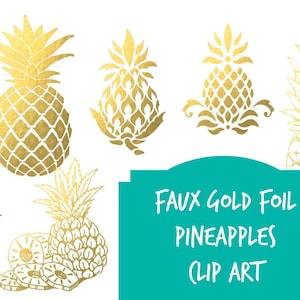 Gold Ananas digitale ClipArt, Hochzeit ClipArt, Instant download Ananas metallic gold Ananas Clipart