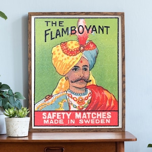 Vintage &quot;The Flamboyant&quot; Matchbox Label Art Print (Digital Download)