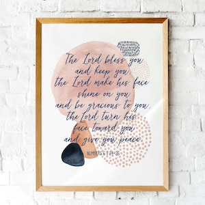 &quot;Aaron&#39;s Blessing Aquarell Druck: Blush Terracotta, moderne Schrift (Digitaler Download)&quot;