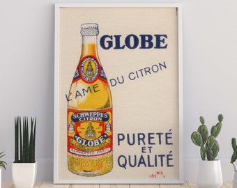 Vintage Globe Lemonade poster graphic art | Vintage Advertising Print | Antique Advertising poster Art