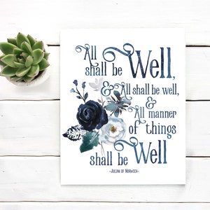 Julian of Norwich Quote Print: Watercolor Typography Wall Art (Digital Download)