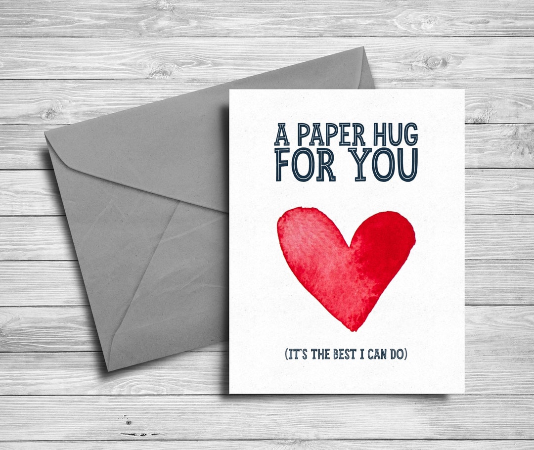 5x7 Printable Card Send a Hug Watercolor Heart Social Distancing ...