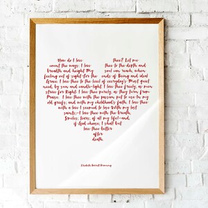 SAINT-VALENTIN Comment est-ce que je t&#39;aime ? Permettez-moi de compter les façons&quot; poème d&#39;Elizabeth Barrett Browning