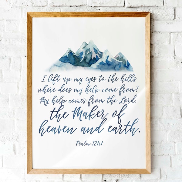 Psalm 121v1 watercolor | I lift up my eyes to the hills