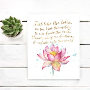 Lotus watercolor art print, Floral Printable art, gift for her, yoga pilates