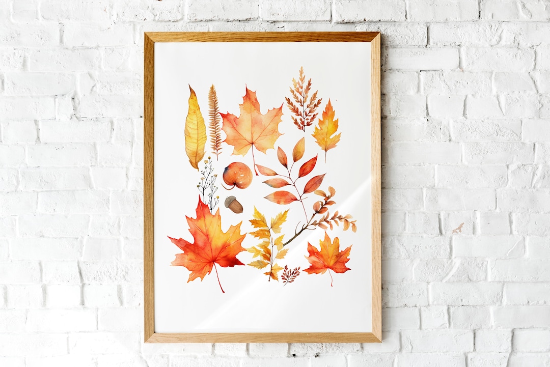 Fall Decor | Printable Wall Art | Watercolor Leaves Abstract Art Print ...