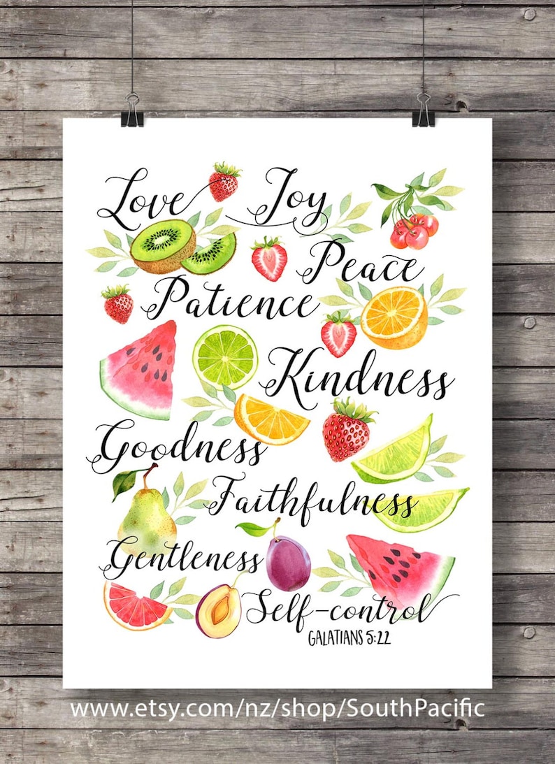 Fruit of the Spirit Printable Art Galatians 5v22 Fruit Salad Etsy