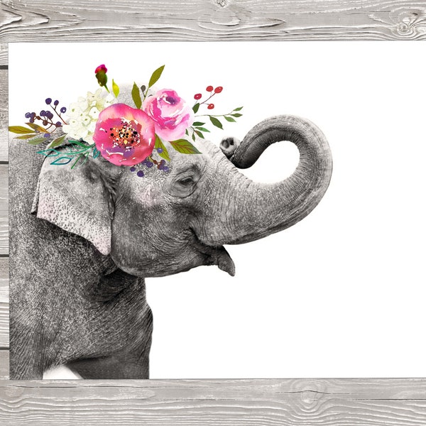 Elephant watercolor art print | Animal wall art | Printable elephant art | living room art