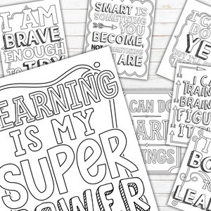 20 Growth mindset coloring pages,  PRINTABLE mindset resources, teacher printables, mindset coloring