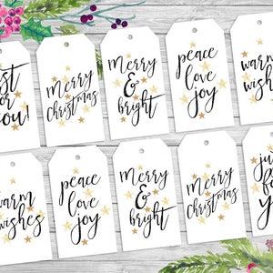 Printable Calligraphy Christmas gift tags, hand lettered modern Christmas, minimalist Christmas gift tags