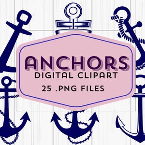 Anker Clip Art, blau Anker, Anker digital, Clip Art, nautische Clip Art, zum sofortigen Download