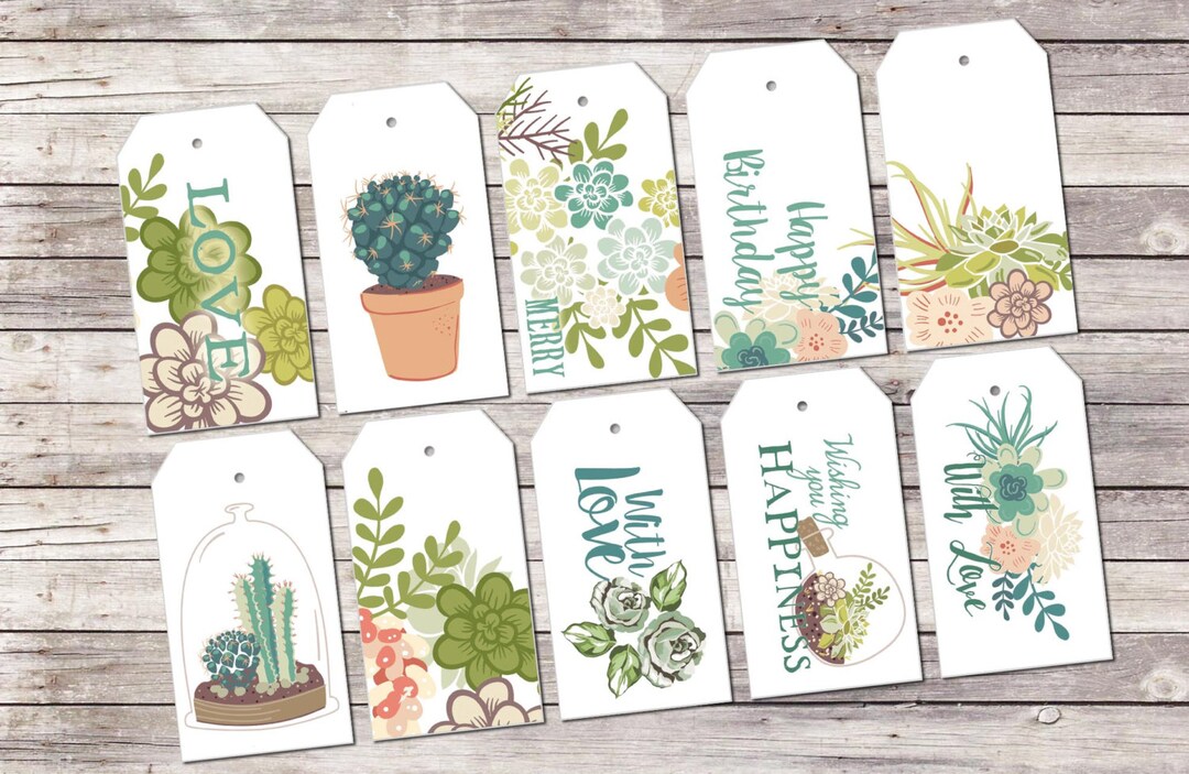 Printable Botanical Gift Tags, Birthday Gift Tags, Printable Botanical
