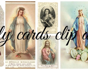Vintage Catholic Holy Cards: Mary, Religious Ephemera (Digital Download)