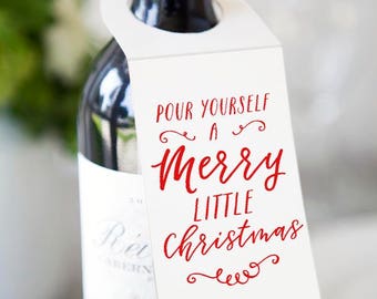 Etiqueta imprimible para vino navideño, tarjeta de regalo navideña (descarga digital)