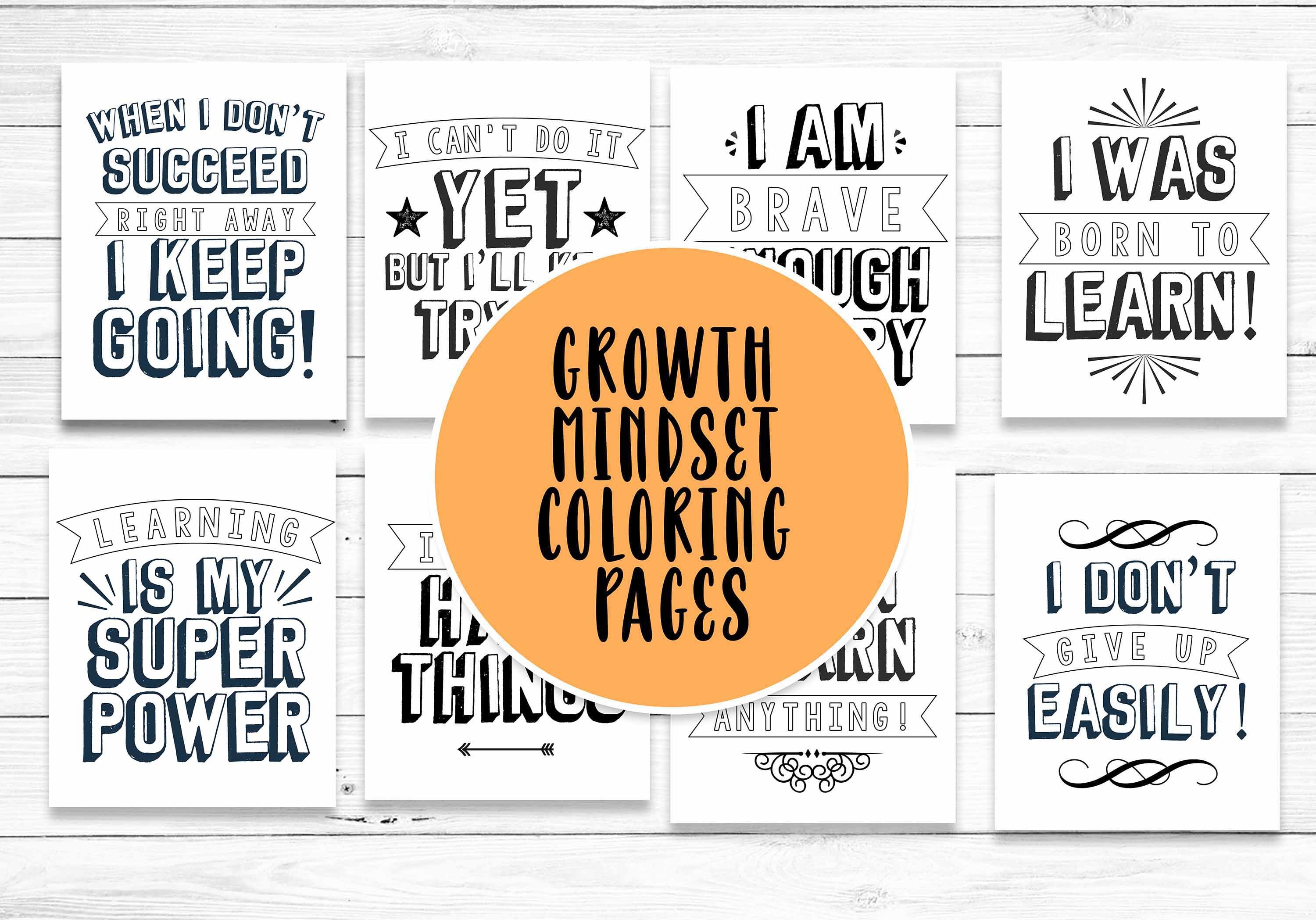 Growth mindset classroom printable coloring pages | Etsy