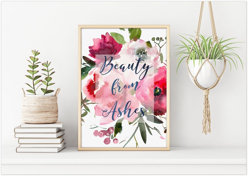 Bible journaling Beauty from Ashes Printable art Isaiah 61v3 painting image 2