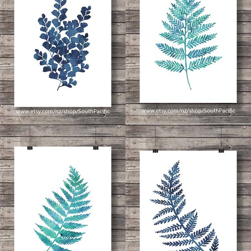 XL Watercolor Fern Prints Printable Art Set of 4 - Etsy