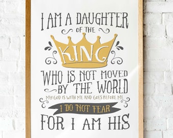 Daughter of the King Scripture Art Print: Christian Home Decor (Digital Download)