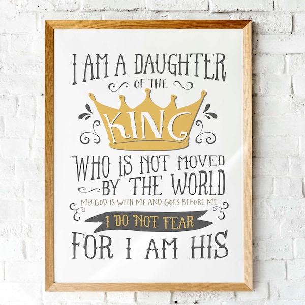 Daughter of the King Scripture Art Print: Christian Home Decor (Digital Download)