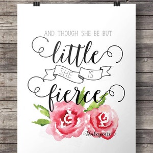 Shakespeare Quote Print: Nursery Decor, Pink Roses (Digital Download)
