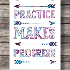 Practice makes progress | Growth mindset classroom quote, printable classroom art