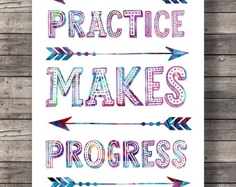 Practice makes progress | Growth mindset classroom quote, printable classroom art