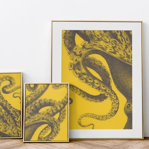 Set of 3 Screen printed Octopus tentacles  | Nautical wall art | Kraken tentacles printable poster