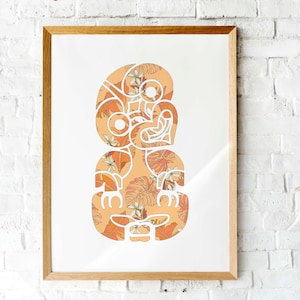Floral Tiki Art Print: New Zealand Maori Design (Digital Download)
