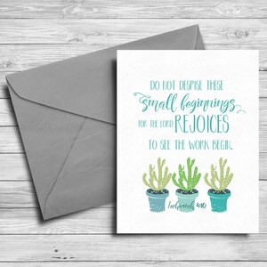 Bible journaling Printable greeting card Zechariah 4v10 Do not despise these small beginnings baby gift potted plant Instant download