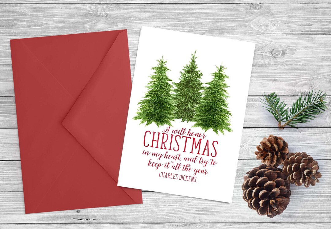 Printable Christmas Card Charles Dickens Quote I Will Honor Christmas
