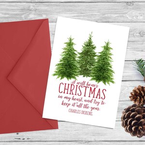 Printable Christmas card | Charles Dickens Quote  I will honor Christmas in my heart