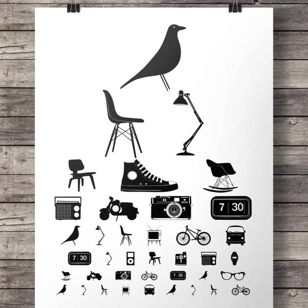 DESIGN ICONS mid century eye test chart black and white Eye Chart Print Eye Chart Vision Test Print Eye Chart Sign vintage Eye Print