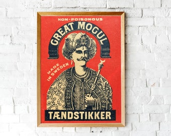 Vintage Indian Matchbox graphic art | Made in India | Vintage Matchbook Label Print | Antique Indian Matchbox Art