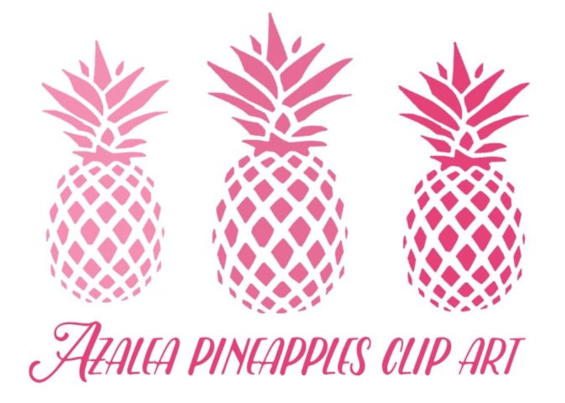 Digital clip art pink pineapples Instant download digital clip art Pineapples image 1