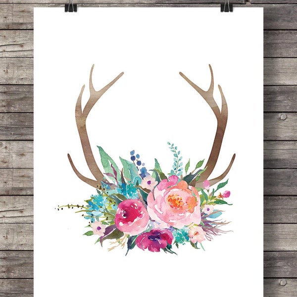Antlers With Flowers - Etsy