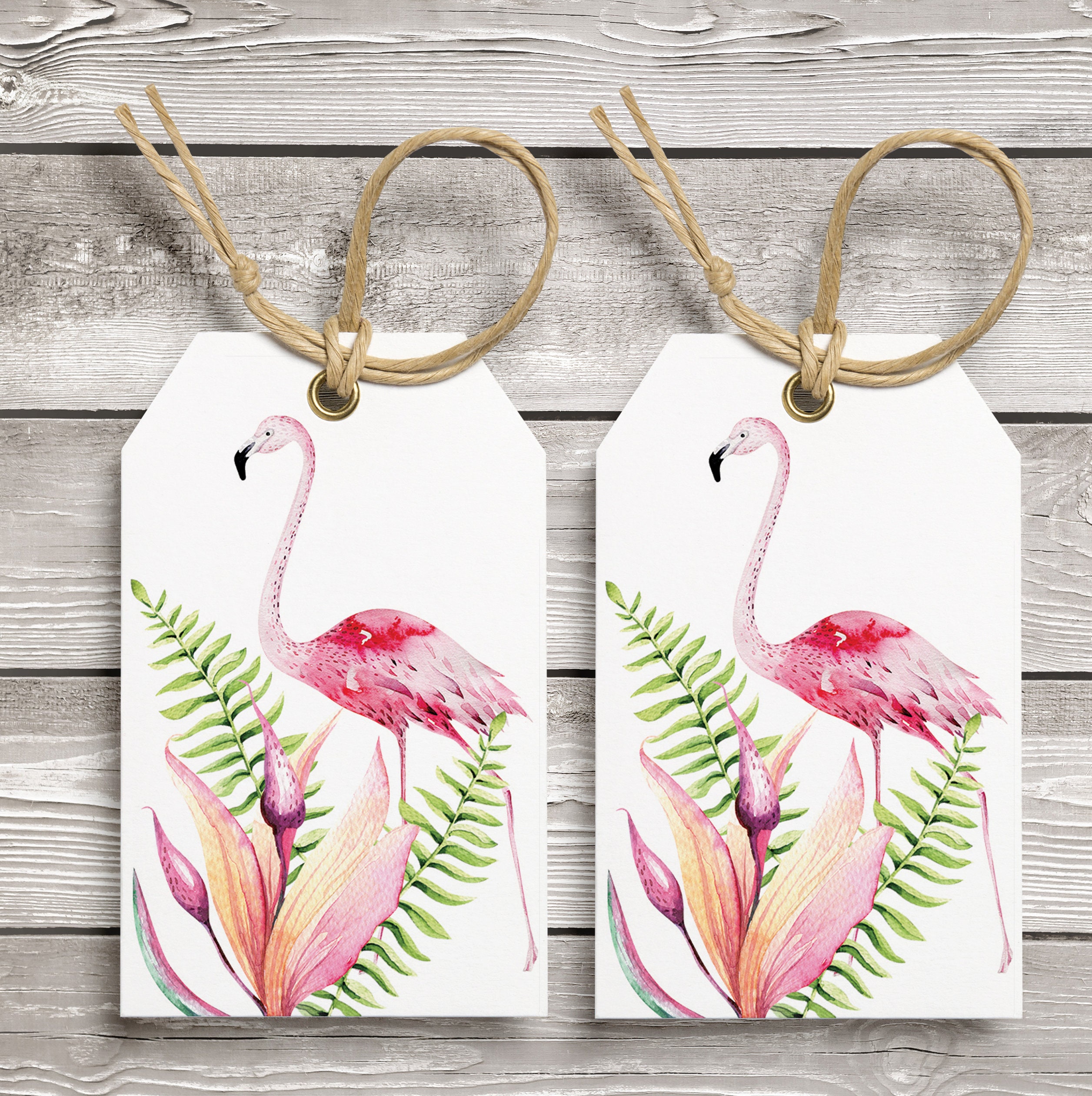Flamingo Protea Gift tags 3x2 inch watercolor flamingo | Etsy