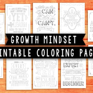 Set of 10 Growth mindset coloring pages,  PRINTABLE mindset resources, teacher printables, mindset coloring