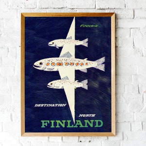 Vintage "Air Finland" Poster | Mid Century Moderne Grafik | Vintage Luftfahrt Poster | Vintage Werbung | Midcentury Modern