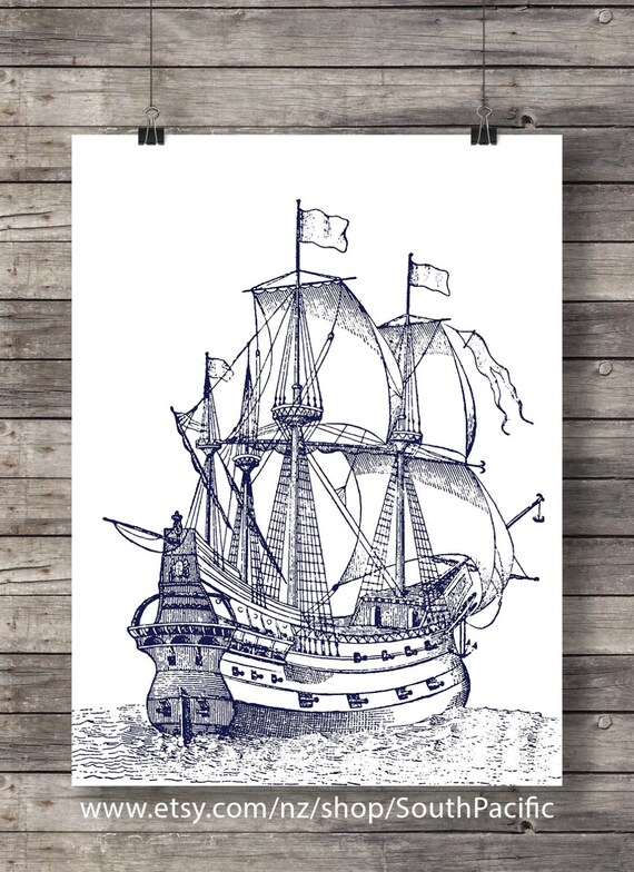 Ship Art Print Vintage Engraving Nautical Art Print Sailing Etsy