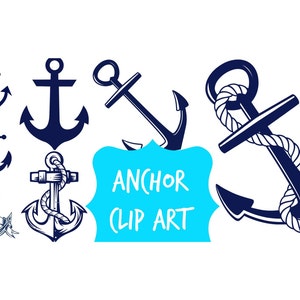 Navy Blue Anchor Clip Art: Nautical PNG Images (Digital Download)