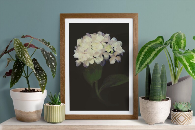 Vintage Hydrangea Art Print: Moody Botanical Decor, Antique Painting - Etsy