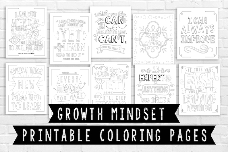 Set of 10 Growth mindset coloring pages PRINTABLE mindset | Etsy