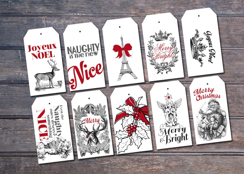 Naughty is the New Nice Christmas Printable Gift Tags Red - Etsy