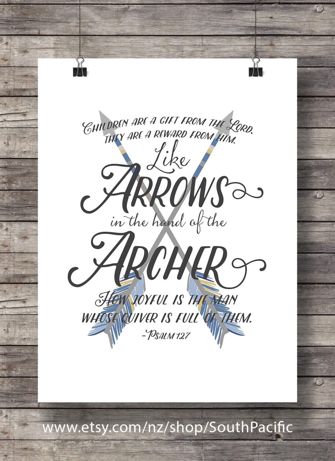Like Arrows in the Hand of the Archer Psalm 127v4 Scripture Wall Art