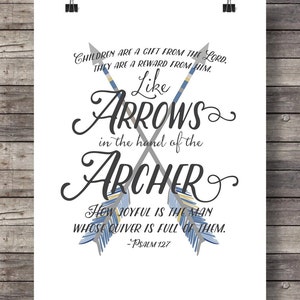 Like arrows in the hand of the archer Psalm 127v4 Scripture wall art Christian décor Bible verse wall art . Bible verse signs