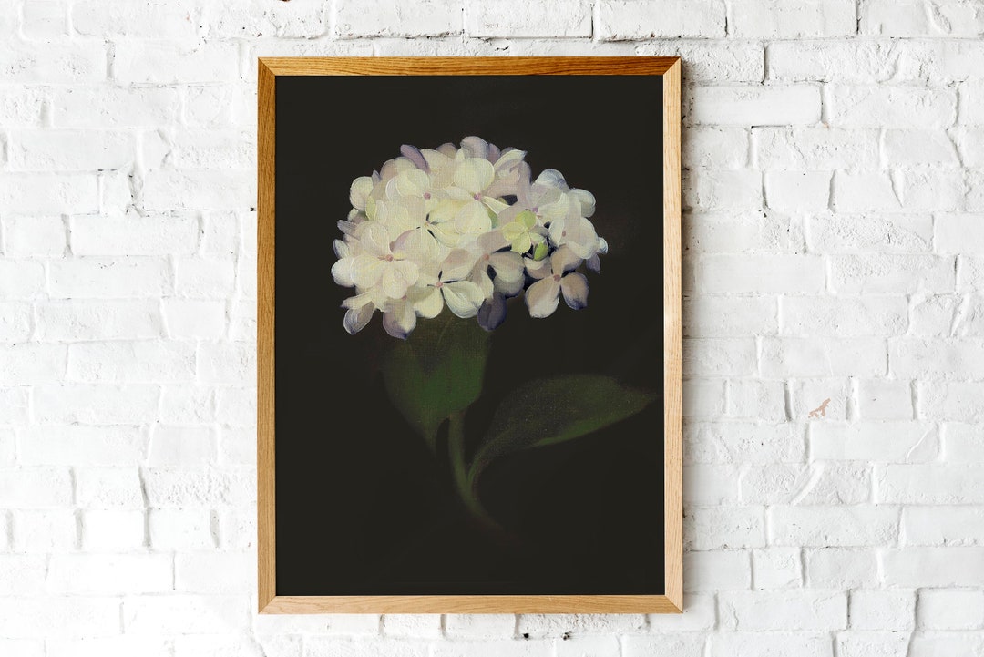 Vintage Hydrangea Art Print: Moody Botanical Decor, Antique Painting - Etsy