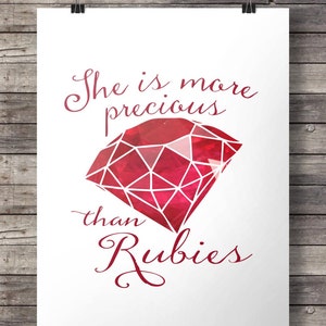 Bible Verse Printable Art Proverbs 31 More Than Rubies. Scripture Wall ...