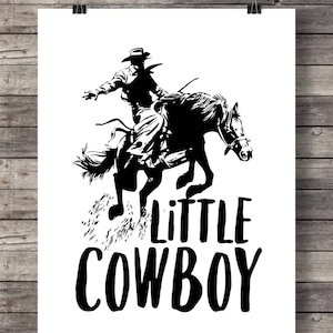 Little cowboy   Boys room decor  Printable art  kids art  Western bucking bronco  Wild west | Printable kids room wall art