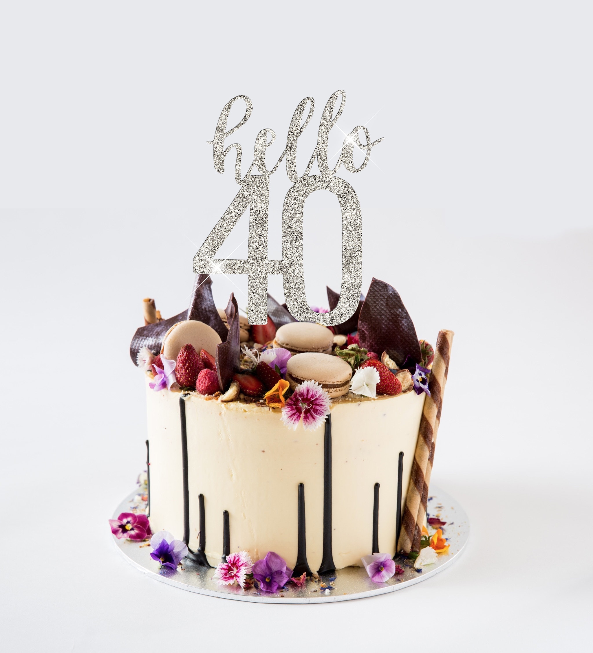 HELLO 40 SVG cut filebirthday cake topper 40th birthday | Etsy