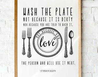 Mother Teresa Quote Print: Kitchen Wall Art (Digital Download)